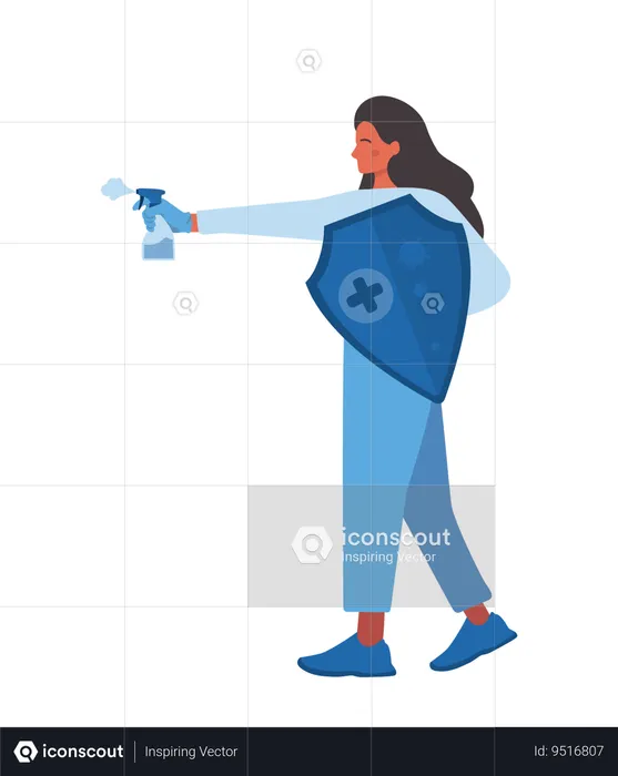 Woman protects herself from corona  Illustration