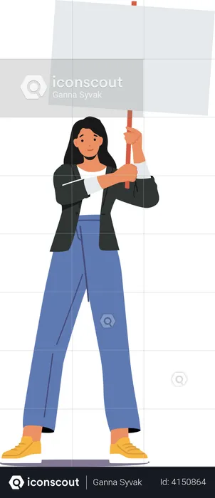 Woman protesting while holding board  Illustration