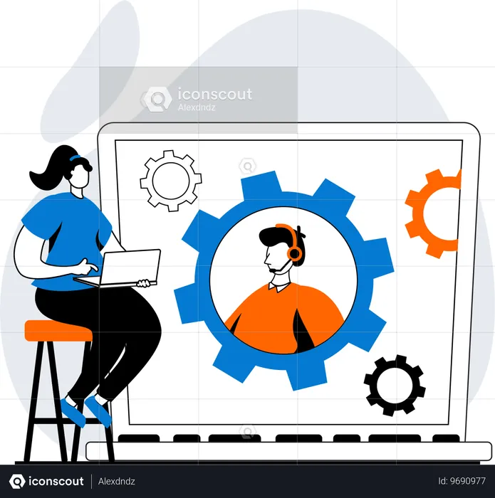 Woman provides technical support  Illustration