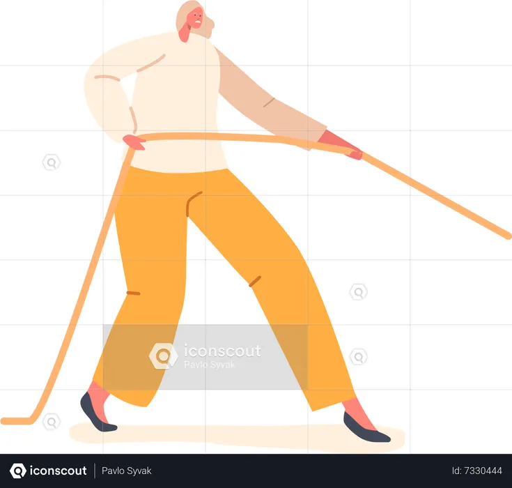 Woman Pulling Rope With Strength And Determination  Illustration