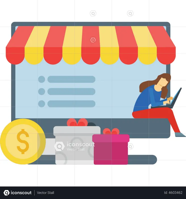 Woman purchase online  Illustration