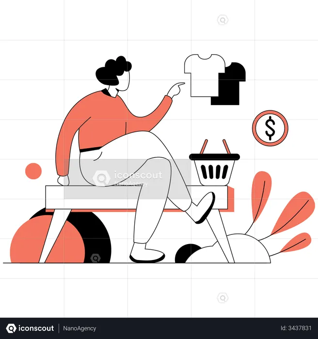 Woman purchasing fashion products  Illustration