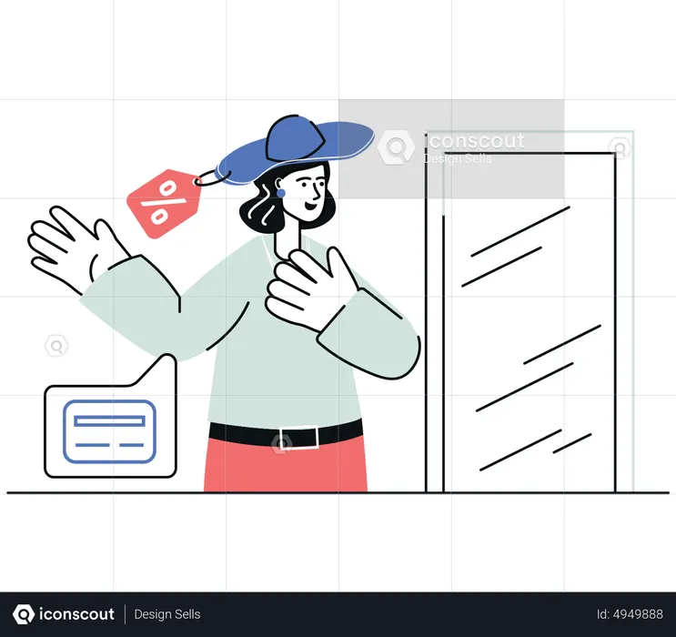 Woman purchasing hat during sale  Illustration