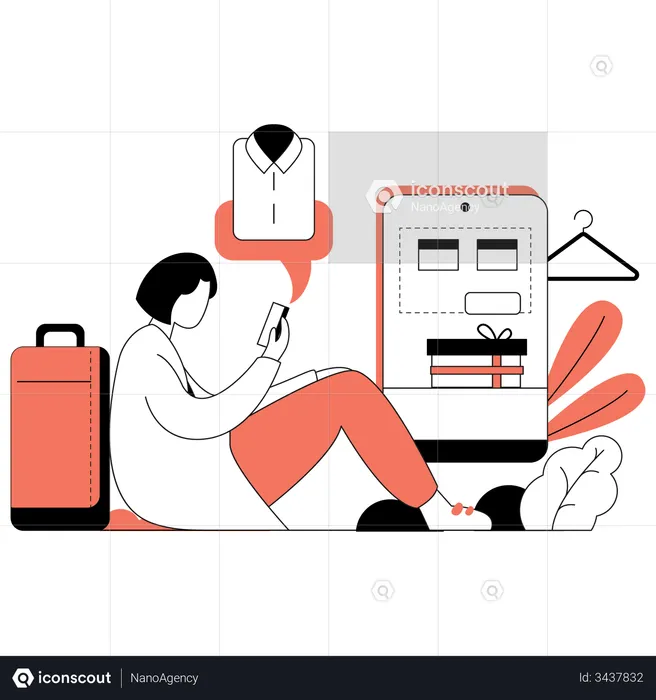 Woman Purchasing Online clothes  Illustration