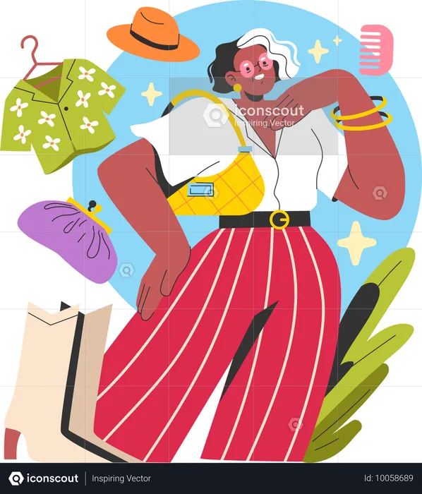 Woman purchasing online clothes  Illustration