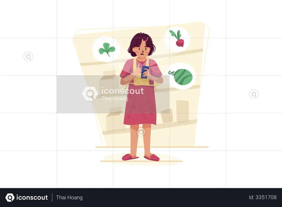 Woman Purchasing Online vegetables  Illustration
