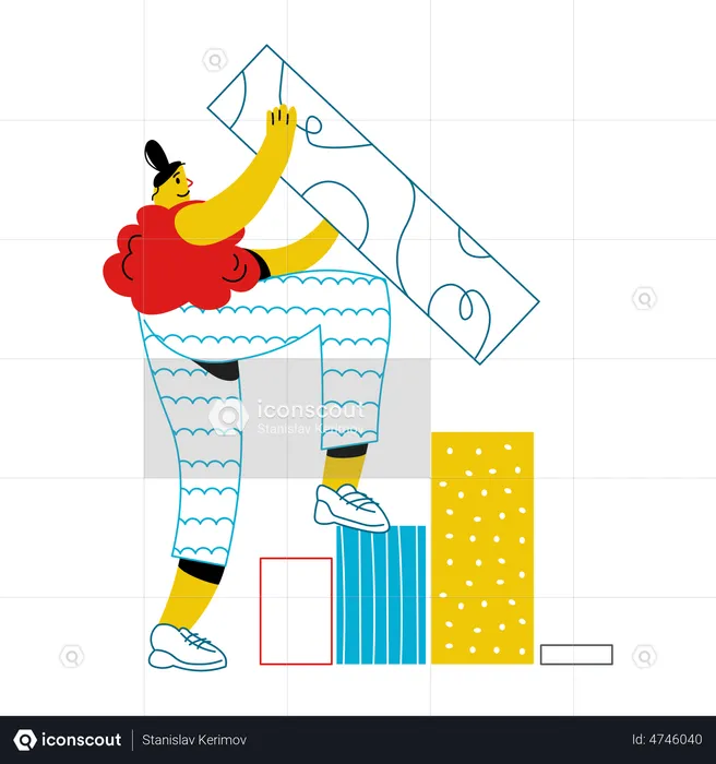 Woman putting schedule in place  Illustration