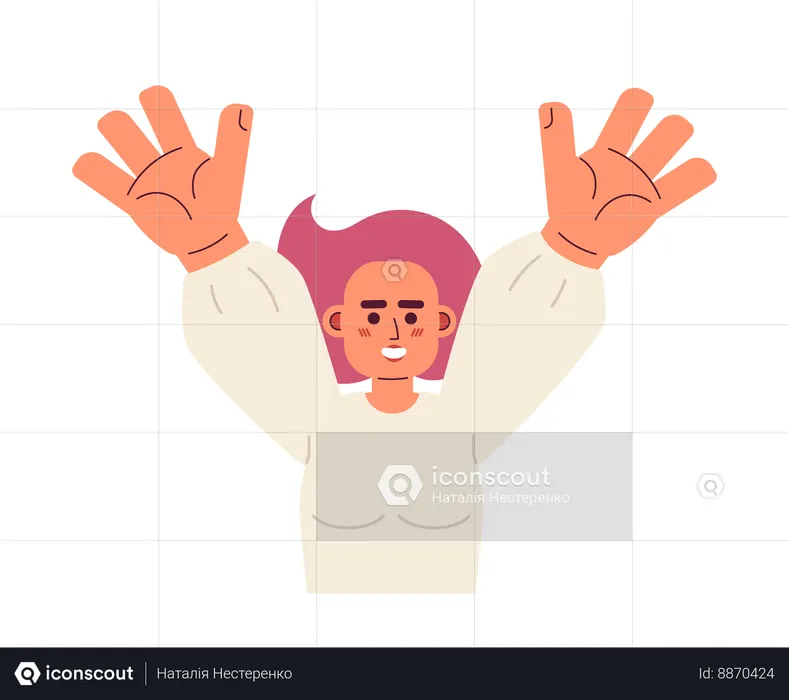 Woman raising hands  Illustration