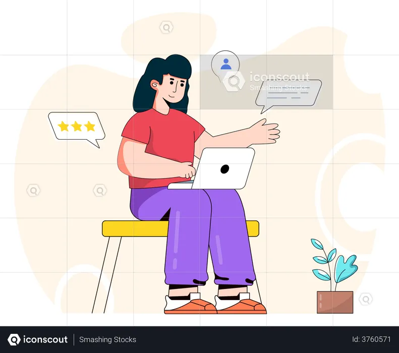 Woman rating online content  Illustration
