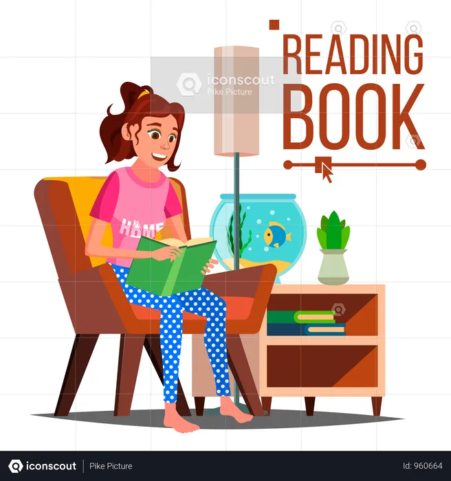 Woman Reading Book  Illustration