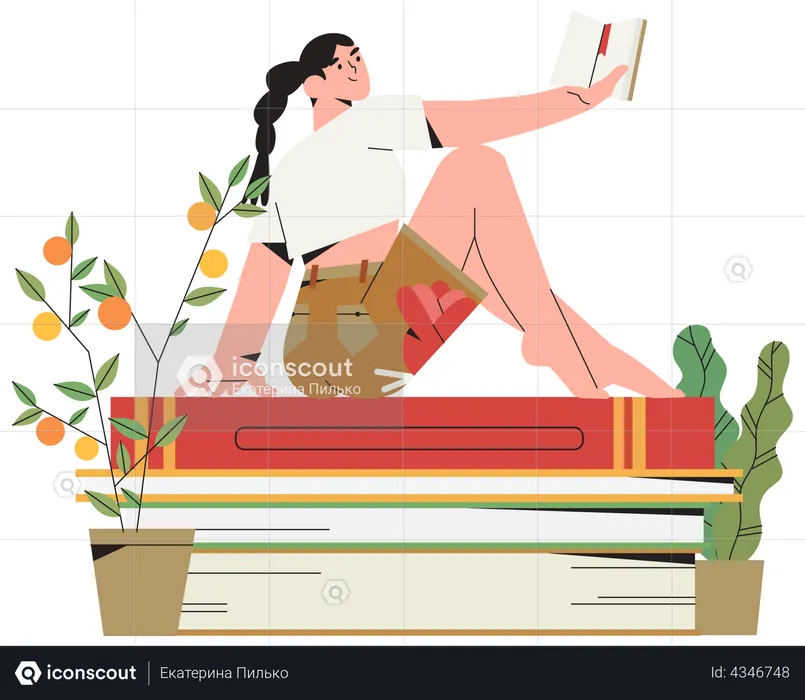 Woman reading book  Illustration
