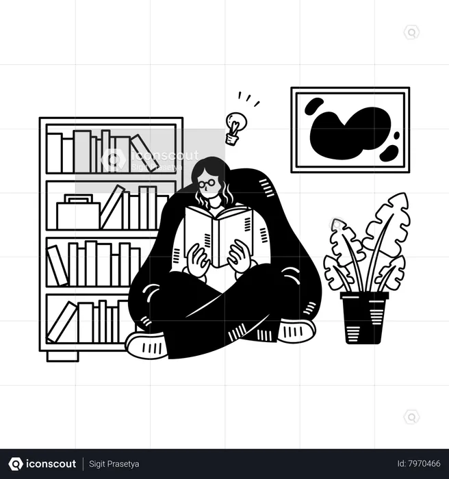 Woman Reading Book  Illustration