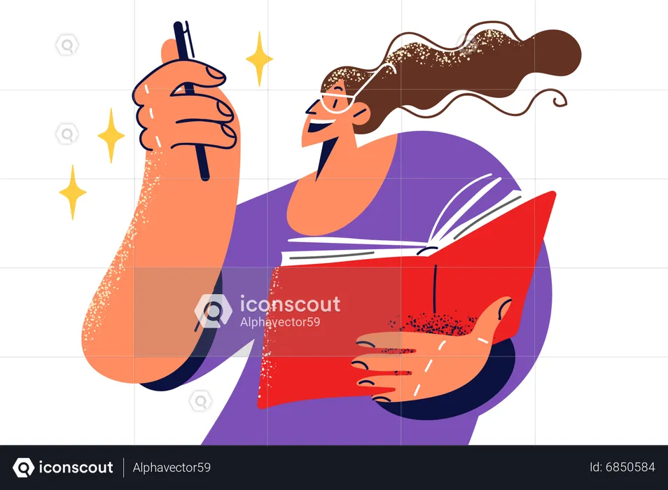 Woman reading book  Illustration