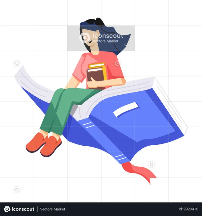 Woman Reading Novel  Illustration