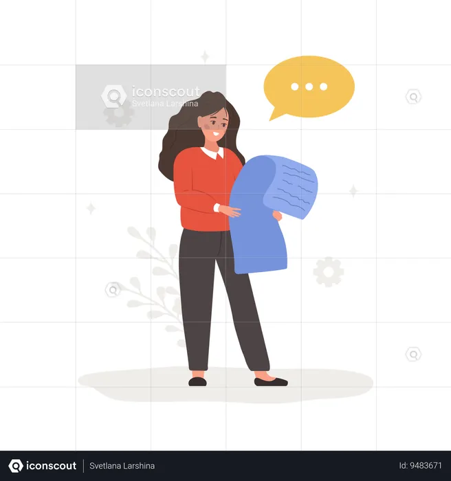 Woman reading user agreement  Illustration