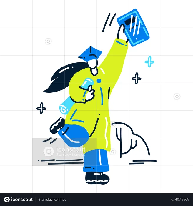 Woman received a diploma of education  Illustration