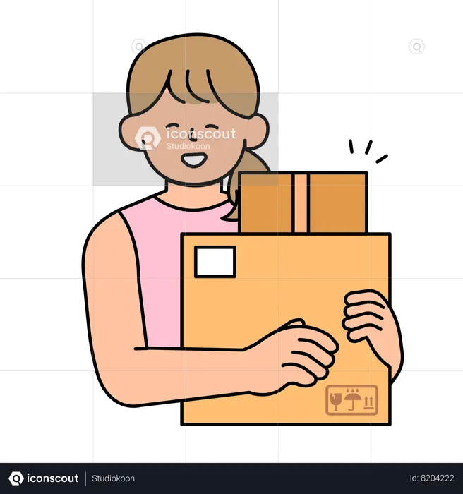 Woman received delivery  Illustration