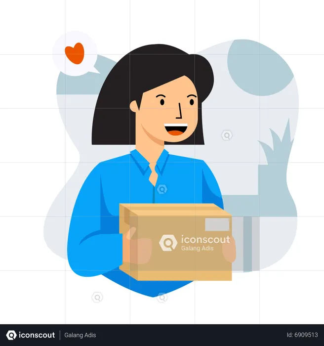 Woman Received Packet  Illustration