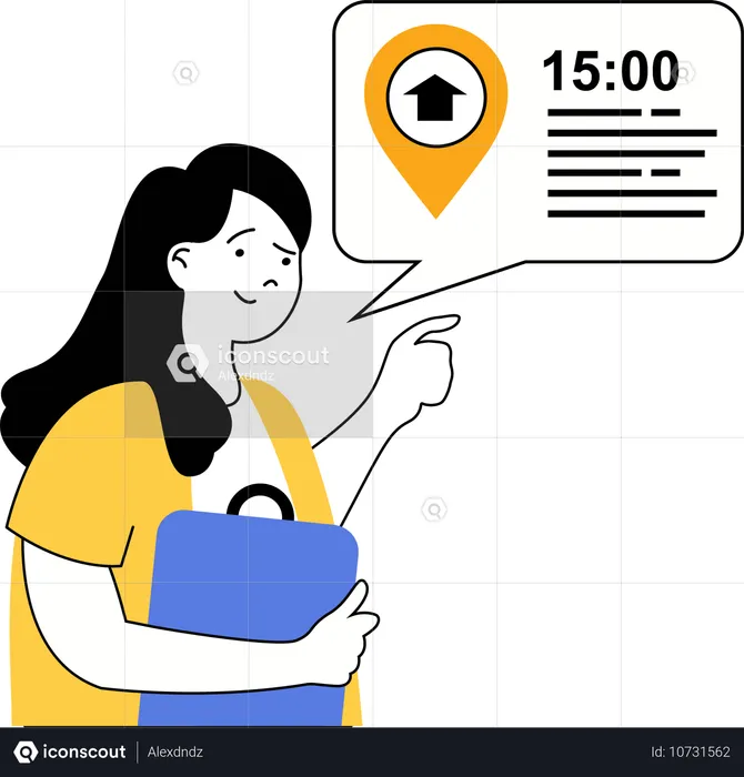 Woman receives product on time  Illustration