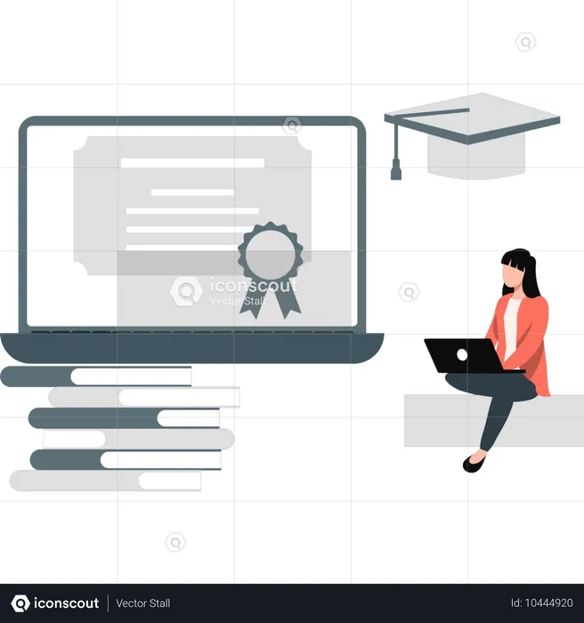 Woman receiving graduation certificate  Illustration