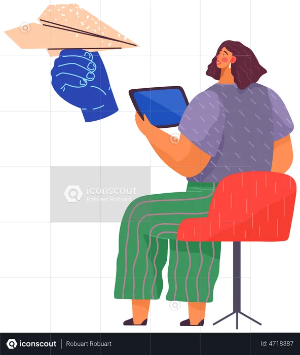 Woman receiving message  Illustration