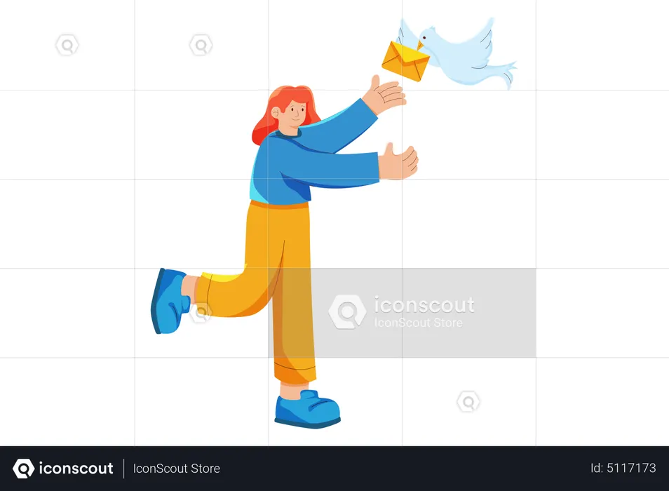Woman receiving new mail  Illustration