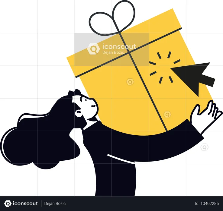 Woman receiving shopping discount  Illustration