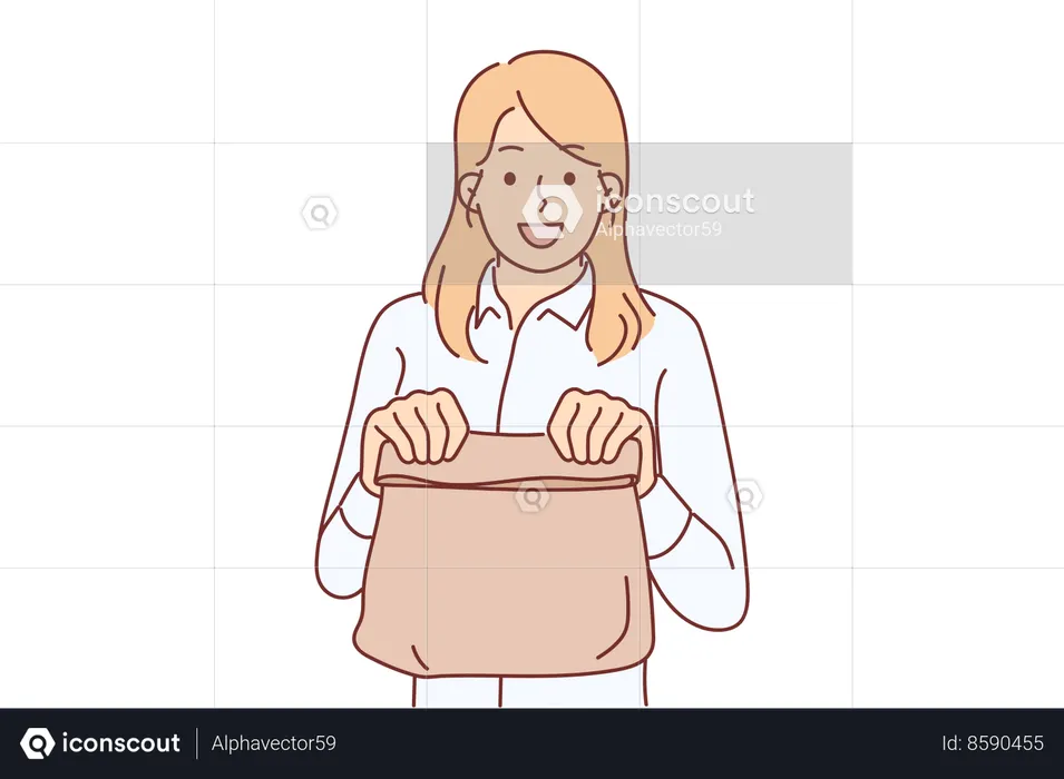 Woman recommends to use paper bag  Illustration