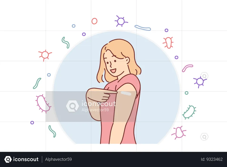 Woman recommends vaccination to improve immunity  Illustration