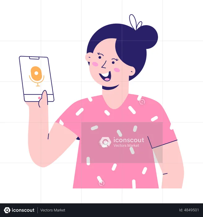 Woman Recording Audio  Illustration