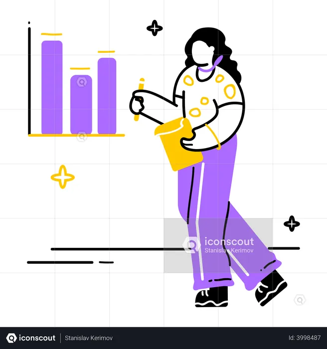 Woman records statistics  Illustration