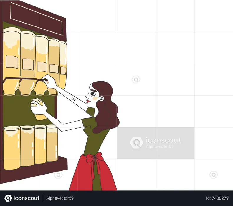 Woman refiling liquid  Illustration