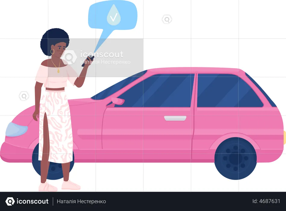 Woman refueling car  Illustration