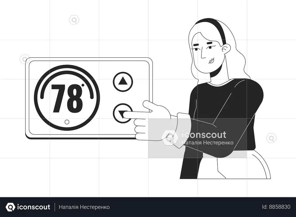 Woman Regulation thermostat  Illustration