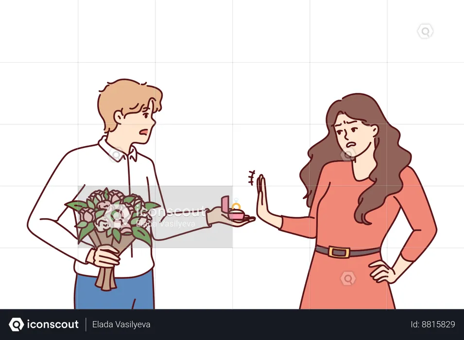 Woman rejects marriage proposal  Illustration