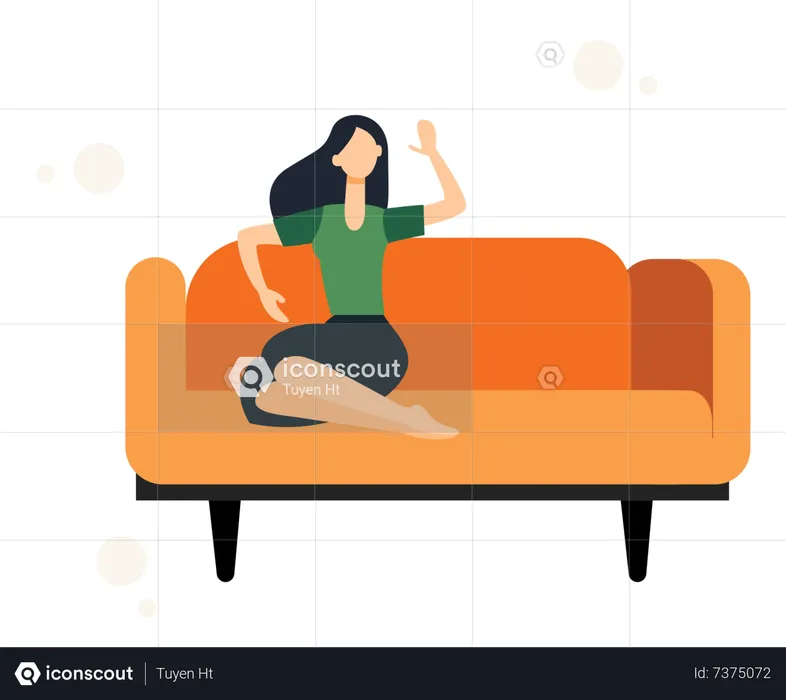 Woman Relax on Sofa  Illustration