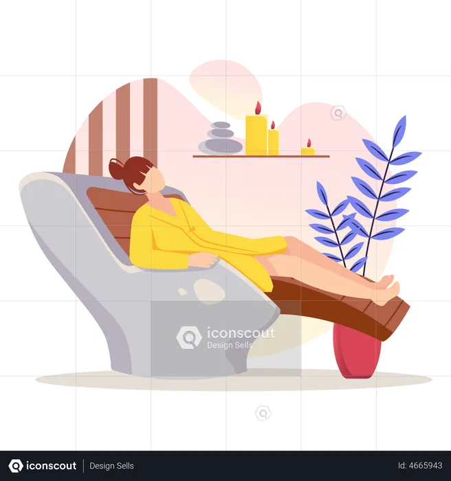 Woman relaxing and receiving care treatments  Illustration
