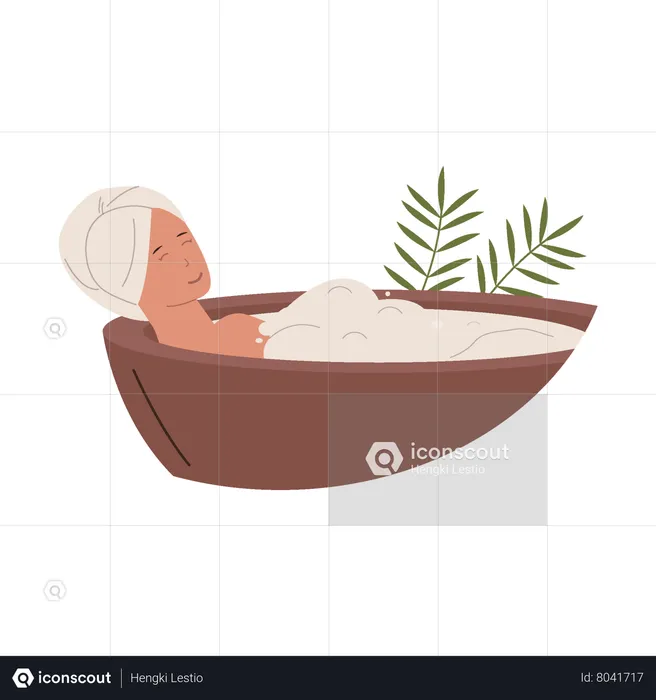 Woman relaxing in bathtub  Illustration