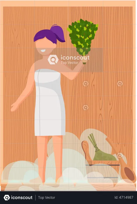 Woman Relaxing in spa center  Illustration