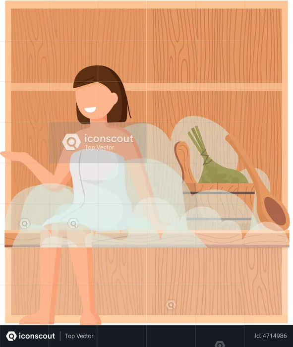 Woman relaxing in steam center  Illustration