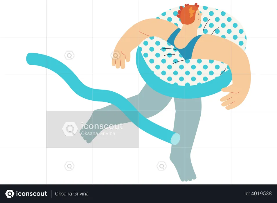 Woman Relaxing In Swimming Pool  Illustration