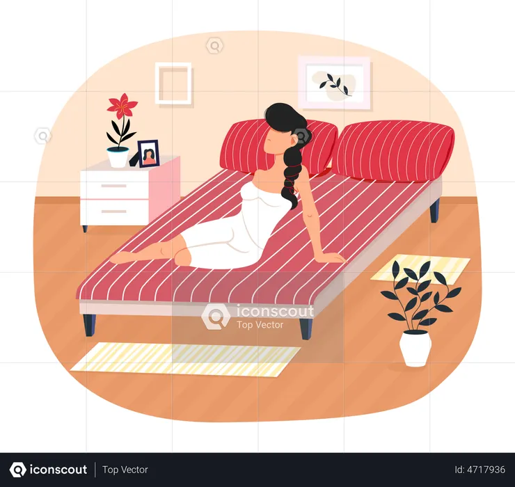 Woman relaxing on bed  Illustration