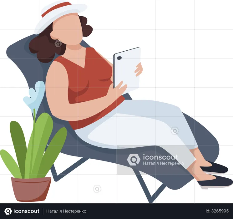 Woman relaxing on chair  Illustration
