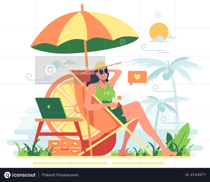 Woman relaxing on vacation  Illustration
