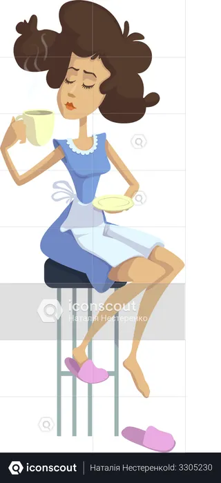 Woman relaxing with tea  Illustration