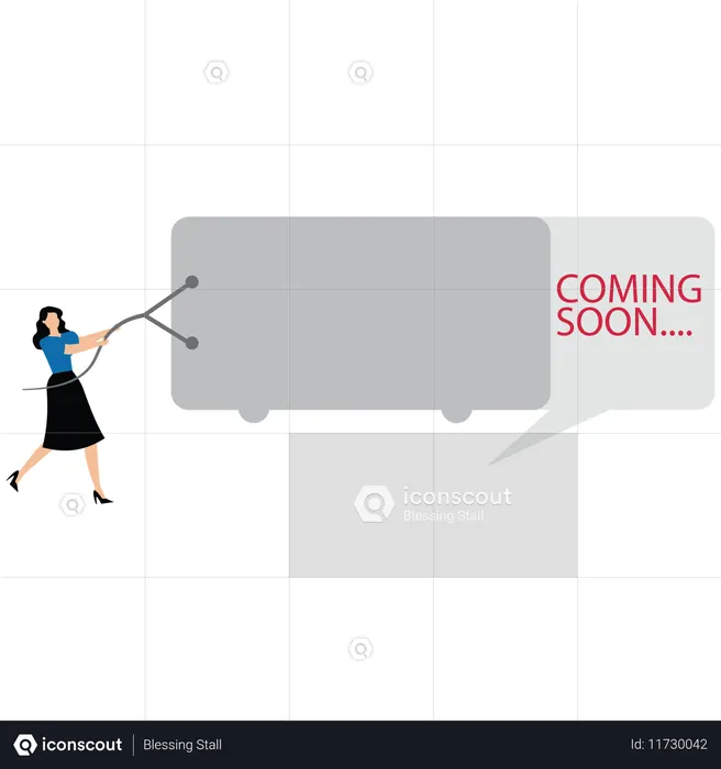 Woman revealing text of coming soon  Illustration