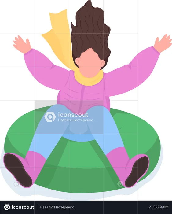 Woman ride on tube slide  Illustration