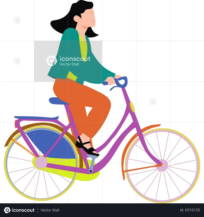 Woman riding bicycle  Illustration