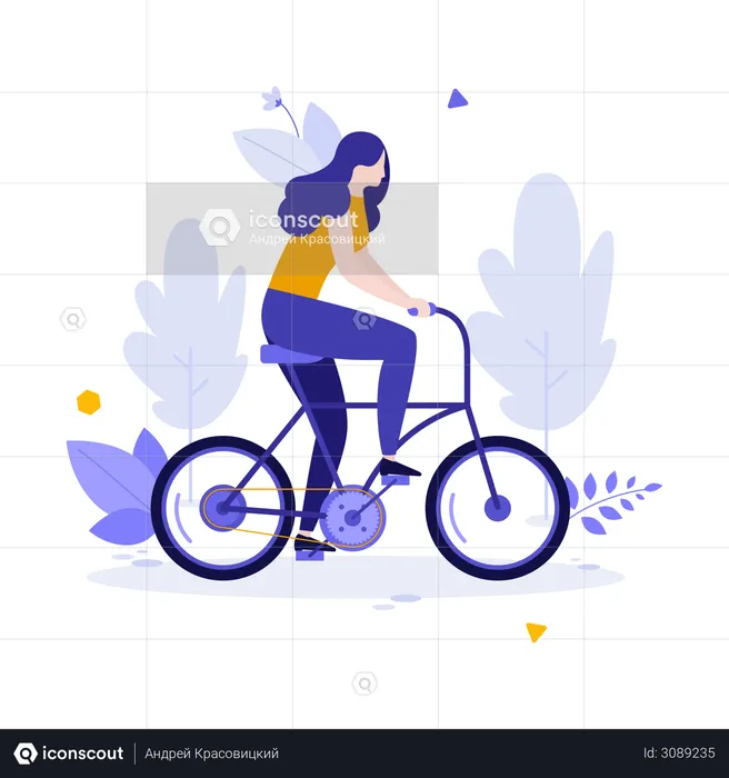 Woman riding Cycle  Illustration
