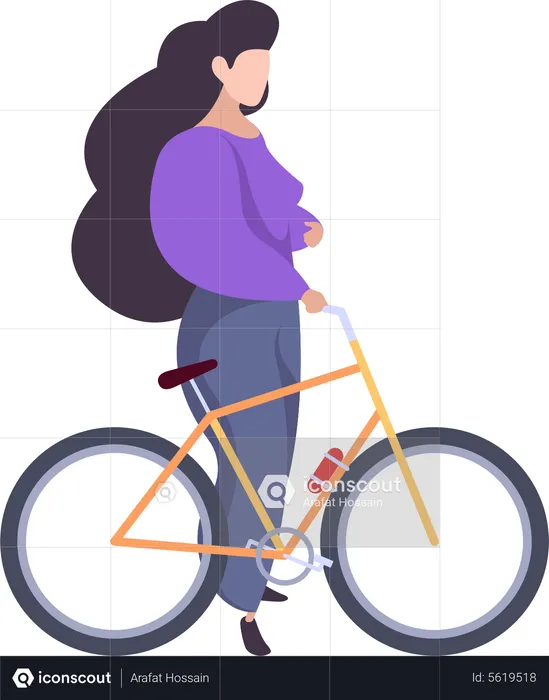 Woman Riding Cycle  Illustration